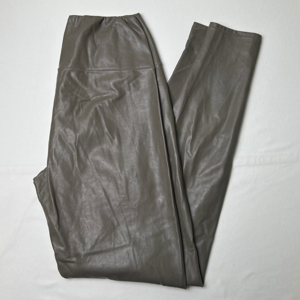 Wilfred Free Womens High Rise Vegan Leather Leggings Size L Taupe Brown Chic